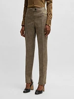 Relaxed-Fit Trousers Melange Stretch Sharkskin Fabric