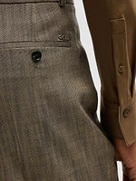 Relaxed-Fit Trousers Melange Stretch Sharkskin Fabric