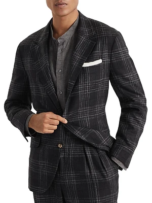 Wool, Silk and Linen Tartan Deconstructed Cavallo Blazer