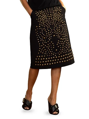 Serena Studded Denim A-Line Skirt