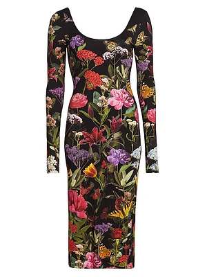 Delora Floral Scoopneck Sheath Midi-Dress