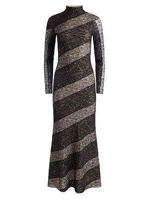 Delora Lace Mock-Turtleneck Maxi Dress
