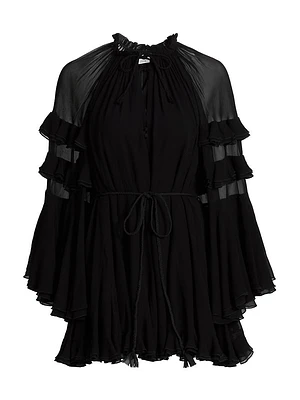 Adaline Gathered Tie-Waist Minidress
