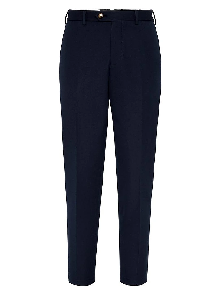 Cotton and Virgin Wool Gabardine Italian Fit Trousers