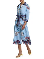 Pia Paisley Tie-Waist Midi Shirtdress