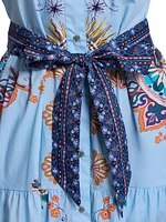 Pia Paisley Tie-Waist Midi Shirtdress