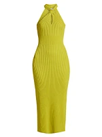 Celaena Rib-Knit Halter Midi-Dress