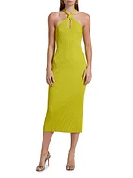 Celaena Rib-Knit Halter Midi-Dress