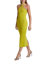 Celaena Rib-Knit Halter Midi-Dress