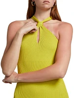 Celaena Rib-Knit Halter Midi-Dress