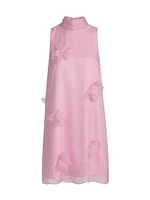 Sylvia Appliquéd Silk Shift Minidress