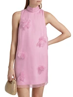 Sylvia Appliquéd Silk Shift Minidress