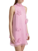 Sylvia Appliquéd Silk Shift Minidress