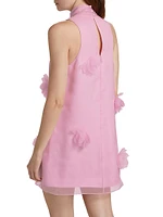 Sylvia Appliquéd Silk Shift Minidress
