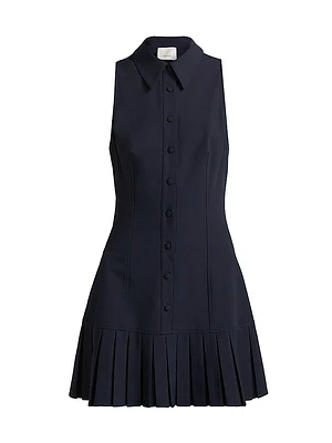 Lucilla Pleated Crepe A-Line Minidress
