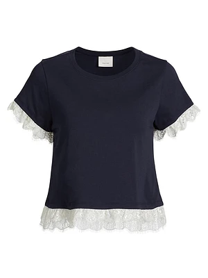 Ami Lace-Trim T-Shirt