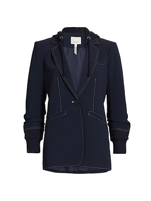 Khloe Contrast Topstitch Hooded Blazer