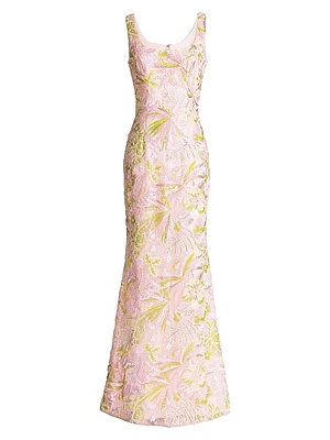 Tyra Embellished Floral Mermaid Gown