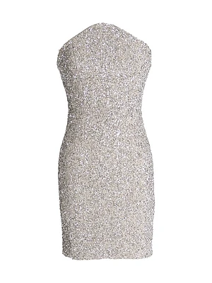 Anica Sequin Pointed Bodice Strapless Minidress