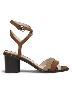 70MM Suede Block Heel Wrap Sandals