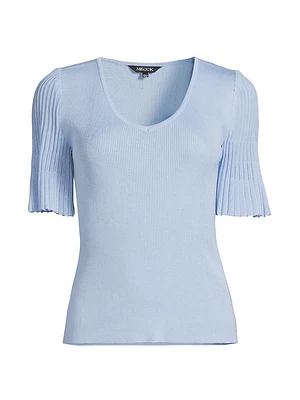 V-Neck Blouse with Flutter Sleeves