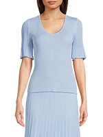 V-Neck Blouse with Flutter Sleeves