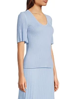 V-Neck Blouse with Flutter Sleeves