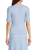 V-Neck Blouse with Flutter Sleeves