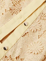 Lace Squareneck Button-Front Blouse
