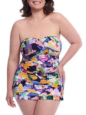 Plus Holi Floral Tummy Control Swim Dress