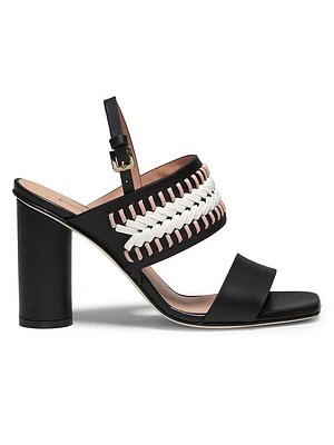 Woven Leather 85MM Cylinder Heel Sandals