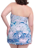 Plus Karma Paisley Bandeau Underwire Swim Dress