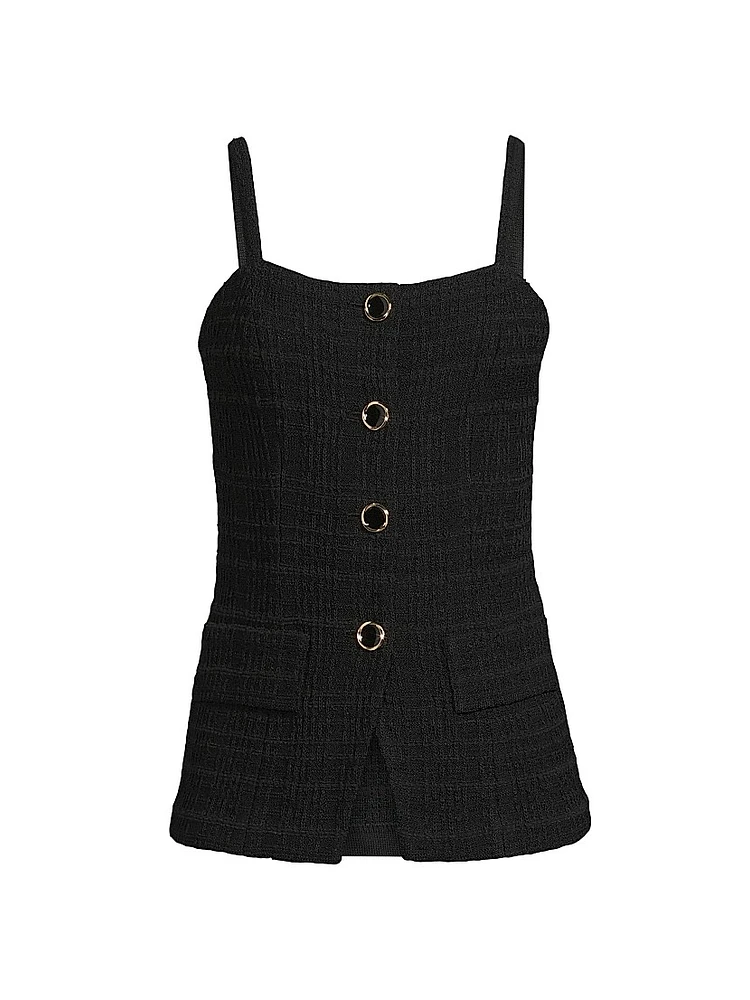 Plaid Textured Knit Tank