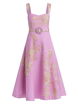Jiah Paisley Belted Midi-Dress