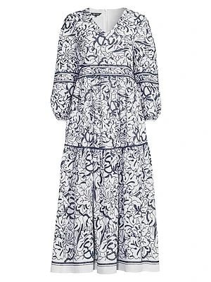 Printed Tiered Cotton Maxi Dress