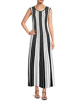 Striped A-Line Maxi Dress