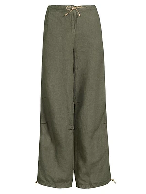 Tab-Front Linen Pants