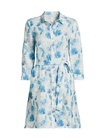 Floral Linen Belted Shirtdress