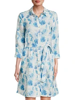 Floral Linen Belted Shirtdress