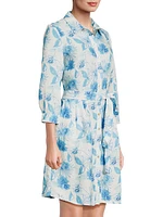 Floral Linen Belted Shirtdress