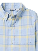 Little Boy's & Plaid Shirt Shorts Set