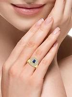 14K Yellow Gold, Sapphire & 0.65 TCW Diamond Cocktail Ring