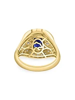 14K Yellow Gold, Sapphire & 0.65 TCW Diamond Cocktail Ring