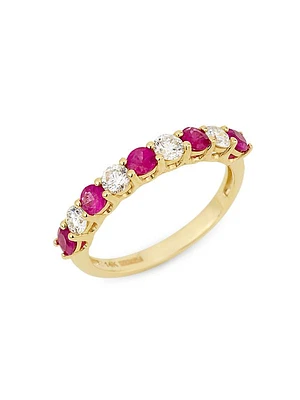 14K Yellow Gold, Ruby & 0.39 TCW Diamond Ring