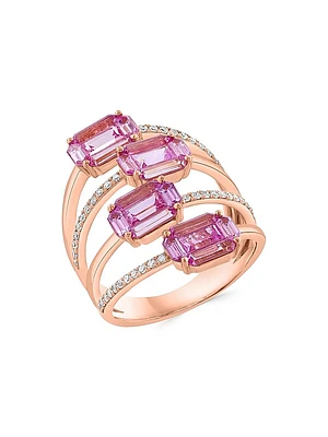 14K Rose Gold, Pink Sapphire & 0.21 TCW Diamond Ring
