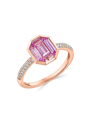 14K Rose Gold, Pink Sapphire & 0.16 TCW Diamond Ring