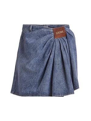 Draped Cotton-Blend Skirt