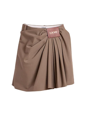 Draped Cotton-Silk Skirt