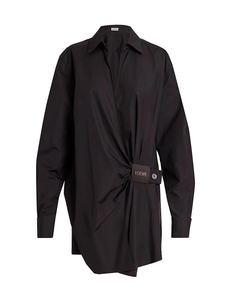 Draped Mini Shirtdress