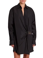 Draped Mini Shirtdress